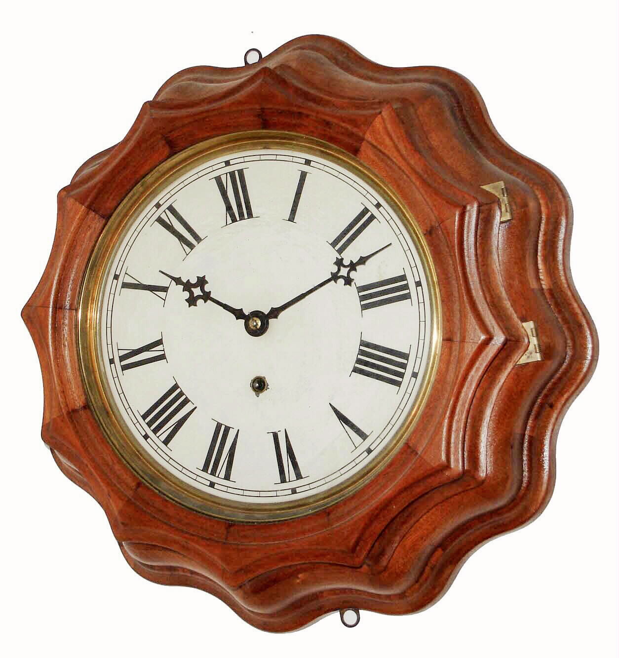 E. Ingraham & Co., Bristol, Conn.,  "10" Corrugated", 8 day, walnut gallery timepiece. — Antique Clocks Price Guide