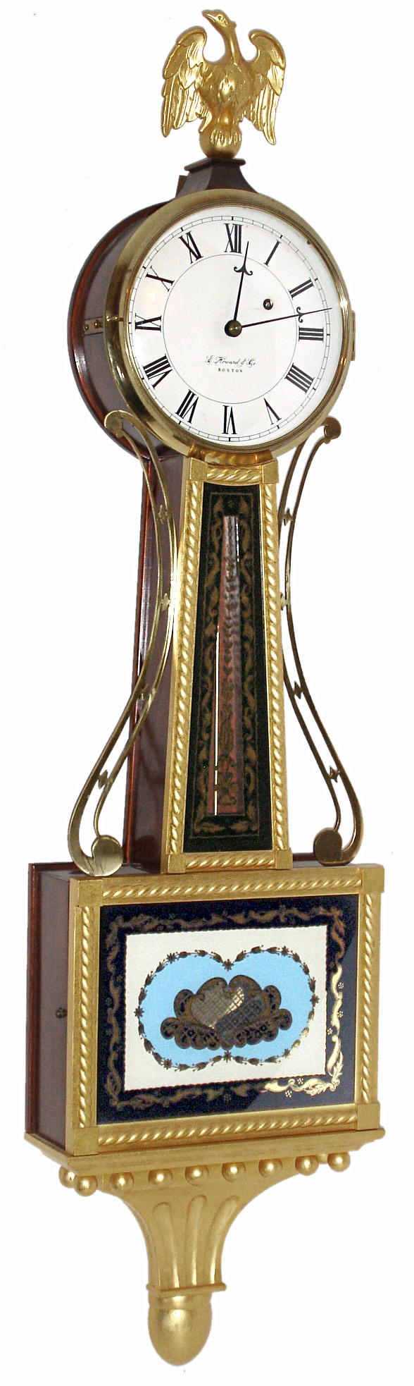 E. Howard & Co., Boston, Mass., gilt rope front 8 days, weight driven presentation reissue banjo, numbered 2, c1990 — Antique Clocks Price Guide