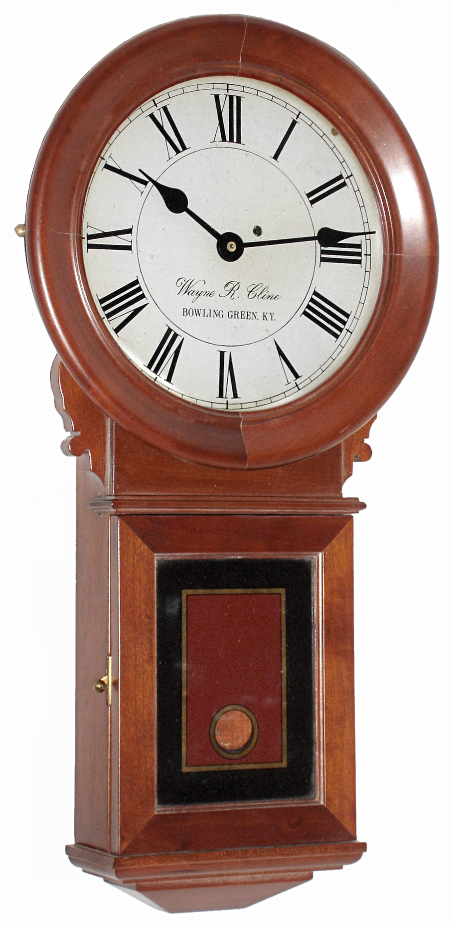 Wayne R. Cline, Bowling Green, KY, Mini No. 70 Regulator in cherry with 8 days, front key wind spring driven movement, c1980 — Antique Clocks Price Guide