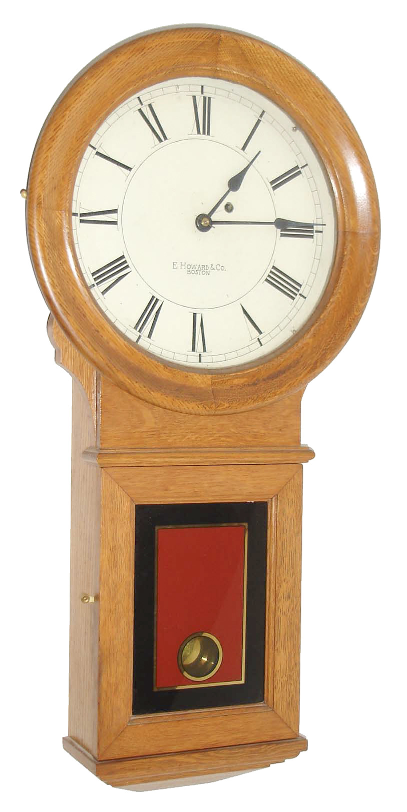 E. Howard & Co., Boston, Mass., "Regulator No. 70", 8 day, oak case, weight wall timepiece. c1900 — Antique Clocks Price Guide