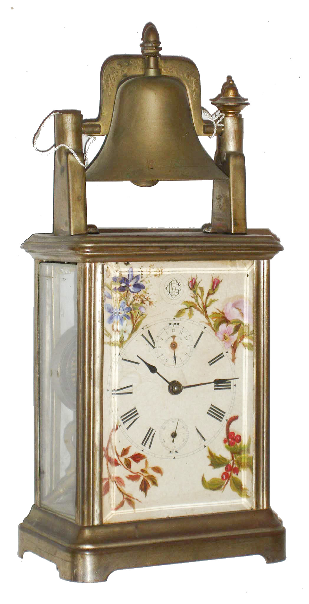 Gilbert Clock Co., Winsted, Conn., " '76 Alarm- Rolling Bell" 30 hour time and alarm, nickel-plate clock, C.1898 — Antique Clocks Price Guide