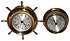 Seth Thomas/General Time brass "Helmsman" 8 days, ship's strike marine clock, and "Tide Guard" battery-powered tide indicator, late 20th century