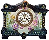 Ansonia Clock Co., Brooklyn, New York, "La Palma" porcelain Royal Bonn shelf clock, 8 days time and strike, spring driven movement with visible escapement, c1914,