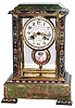 French onyx and cloisonne enamel crystal regulator,  portrait pendulum and multicolor dial with rhinestone surrounds, 8 days, time and strike, c1900