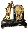 French gilt-bronze and marble figural clock with hunter and dog, Marti Medaille de Bronze 8 days, time and strike, movement, c1890