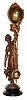 Ansonia Clock Co., Ansonia, Conn. "Huntress Ball Swing" with 8 day, time only, spring driven movement in blue finished ball case supported by bronze finished statue, c1901