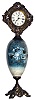 Ansonia Clock Co., New York, 30 hours, cast metal novelty timepiece with painted blown glass center, c1900