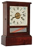 Jerome & Co., New Haven, Conn., 30 hour, time and strike, and alarm, mahogany veneer cottage clock. c1875