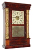 Chauncey Jerome, New Haven, Conn., 8 day, time and strike, gilt column and cornice shelf clock. c1850