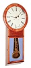 Silas B. Terry, Terryville, Conn., long drop regulator wall clock, 8 day, time only, weight driven movement in a mahogany case with painted metal dial and reverse painted lower tablet, c1855