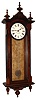 E. Howard & Co., Boston, Mass., "Regulator No. 59-8" reissue, wall clock, 8 days, time only, weight driven movement in a walnut and ebonized case with bird's eye maple weight baffle, three carved lower finials and 8" painted metal dial, dated 1976
