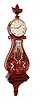 Foster Campos, Pembroke, Mass., "Lyre" wall clock, 8 days, time only, weight driven movement in a carved mahogany case with carved Prince of Wales finial, reverse painted tablet and a painted metal dial, s#16, dated 1979