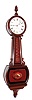 E. Howard & Co., Boston, Mass., "Bicentennial Banjo", wall clock, 8 days, time only, weight driven movement in a mahogany case with reverse painted throat and lower tablets with 13 colonies motif and painted metal dial, s#44, dated 1977