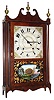 Chauncey Ives, Bristol, Conn., 30 hour, time and strike, weight wood movement pillar & scroll shelf clock. c1830