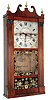 Jerome, Thompson & Co., Bristol, Conn., 30 hour, time and strike, weight  groaner type wood movement reeded pilaster and scroll shelf clock. c1827