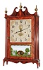 Eli Terry, Plymouth, Conn., 30 hour, time and strike, weight wood movement outside escape pillar & scroll shelf clock. c1820