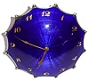 Switzerland, parasol form desk or nightstand clock, sterling silver with blue guilloche enamel case with 8 days, time only, lever escapement watch movement, wound through the parasol handle, the dial with gilt Arabic numerals, gilt spade and poker hands, c1920