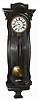 Vienna Regulator stained wood 30 days, time only, weight driven serpentine wall clock, c1890