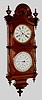 Welch, Spring & Co., Bristol, Conn., "Calendar Regulator No. 5", 30 day, double spring walnut double dial wall timepiece, c1878