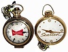 Clocks- 2 (Two) brass electric advertising pocket watch form wall clocks, c1965
