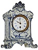 French Delft porcelain 8 days, time only, mantel clock, c1890