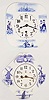 Clocks- 2 (Two) Irving Miller & Co., New York, Delft plate 8 days, time only, kitchen wall clocks, c1930