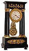 French Empire ebonized and gilt bronze 4-column portico 8 days, time and strike, mantel clock, c1860