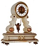 French, Farcot, swinging doll alabaster 8 days, time only, mantel clock with ormolu accents, c1880