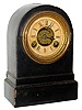 Terry Clock Co., Waterbury, Conn., 30 hour time and alarm, miniature iron case timepiece, c1875