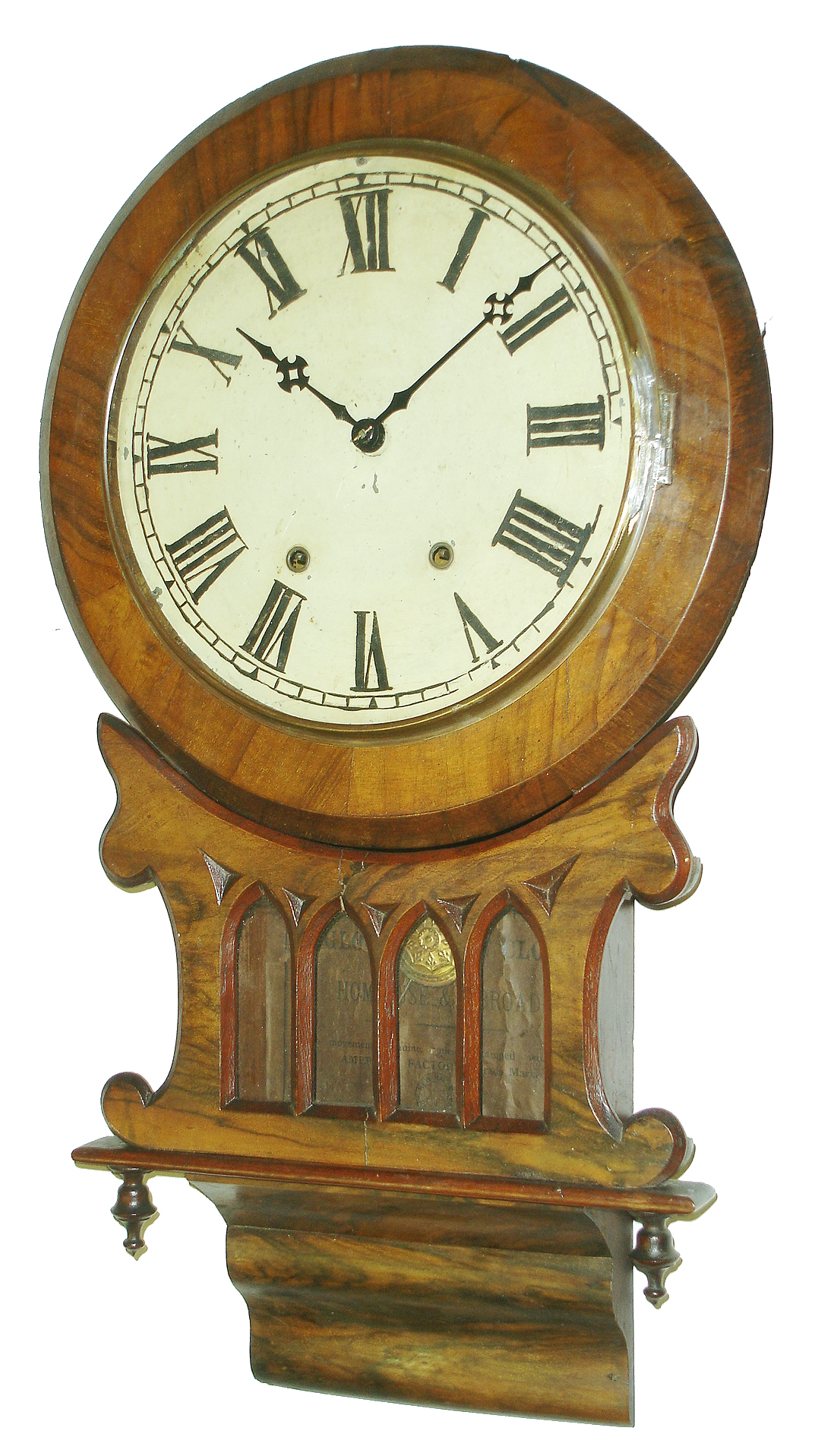 Clocks- 3 (Three) Anglo-American 8 days, time and strike, wooden wall clocks, one with Jerome & Co. inside label, c1890 — Antique Clocks Price Guide