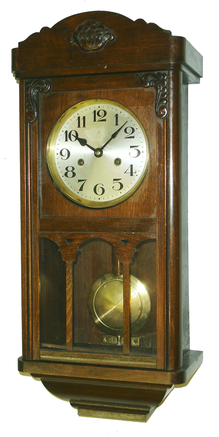 Clocks- 3 (Three) German 8 days, time and strike, box regulator walnut wall clocks, one Hamburg American, c1910 — Antique Clocks Price Guide