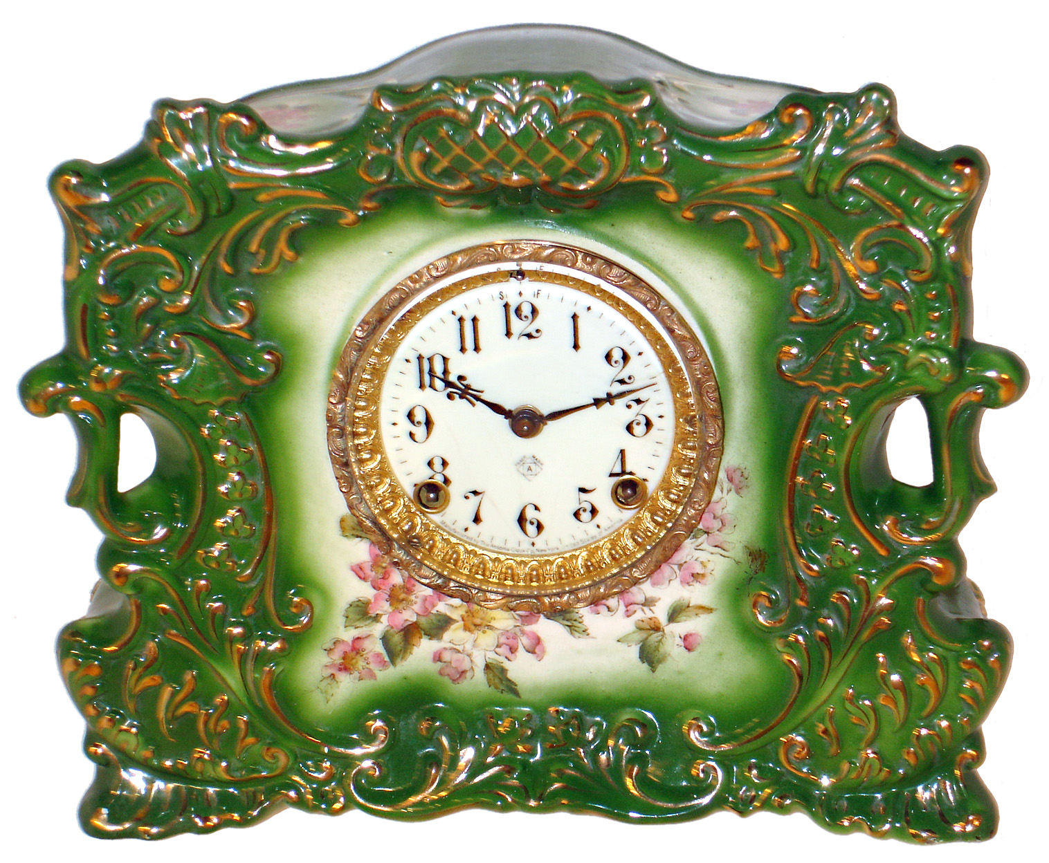 Ansonia Clock Co., New York, "Relay" porcelain 8 days, time and strike, mantel clock, c1904 — Antique Clocks Price Guide