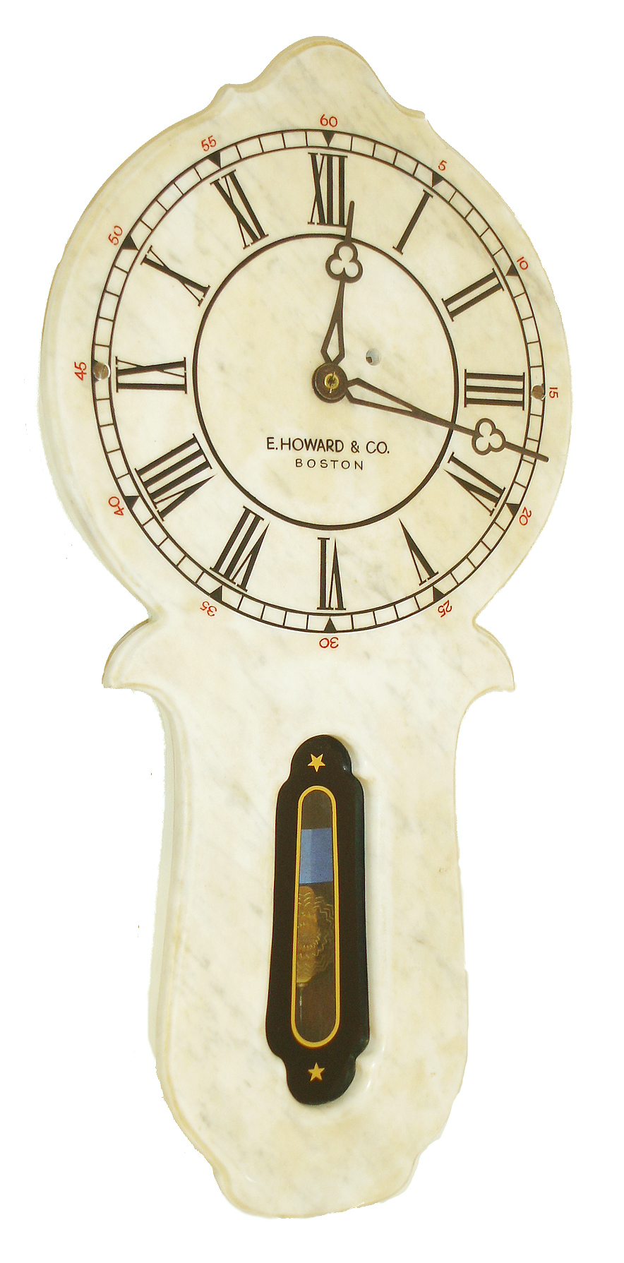 E. Howard & Co., "No. 28", 8 days, weight marble front wall timepiece, c1874 — Antique Clocks Price Guide