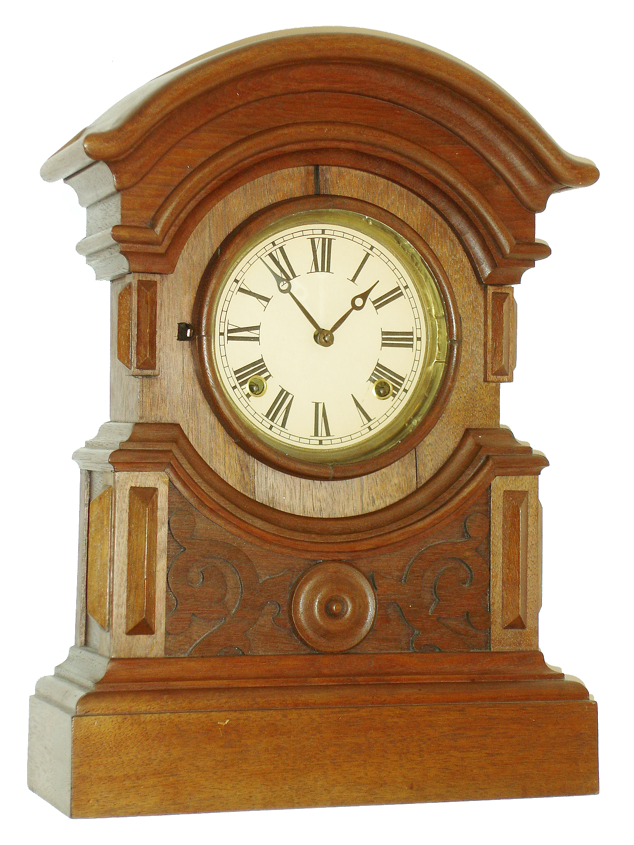 United States Clock Co., Terhune & Edwards, New York, 8 days, time and strike, walnut shelf clock. c 1872 — Antique Clocks Price Guide