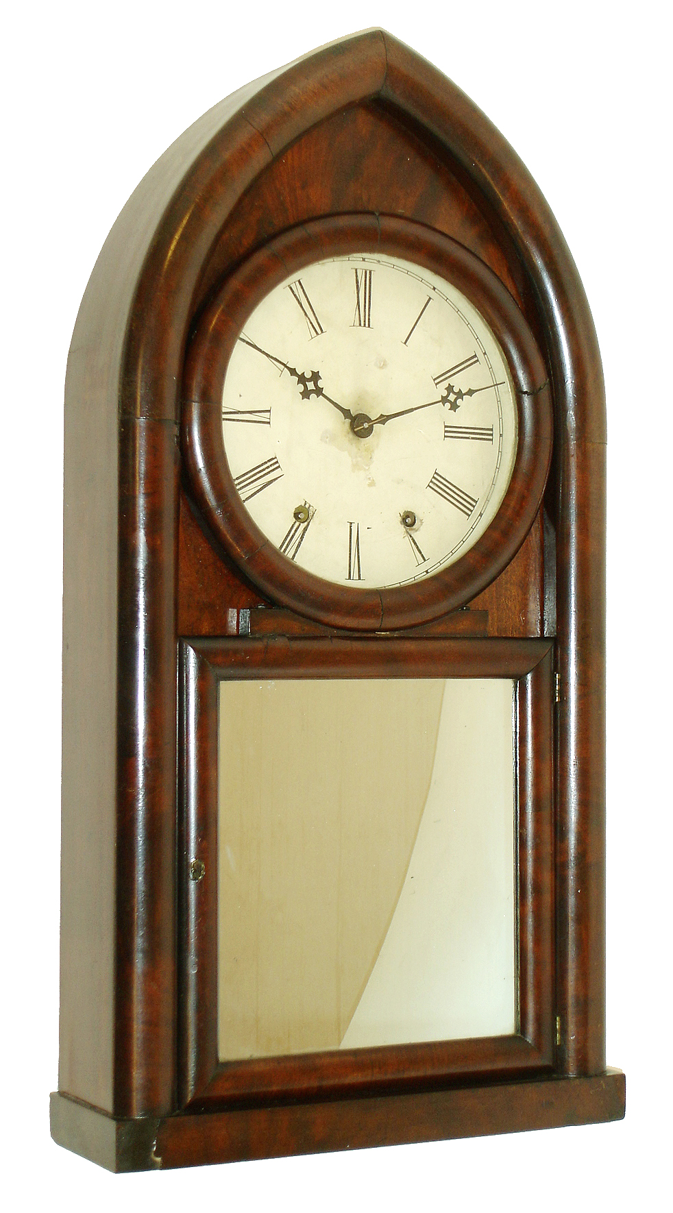 Ansonia Brass Co., Ansonia, Conn., 8 days, time and strike, mahogany giant round gothic or beehive shelf clock, c1855 — Antique Clocks Price Guide