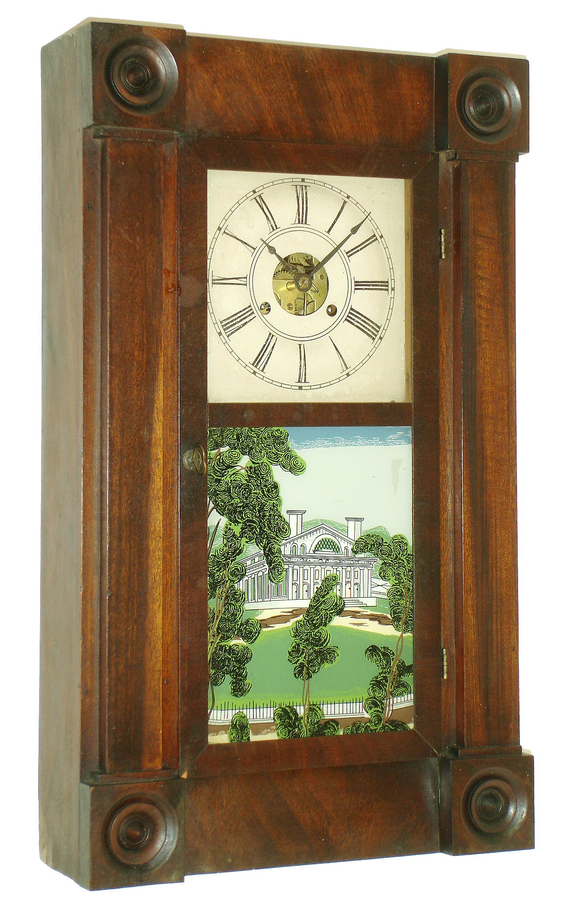 Chauncey Jerome, Bristol, Conn., 30 hour, time and strike, weight small column and block corners shelf clock. c.1844 — Antique Clocks Price Guide