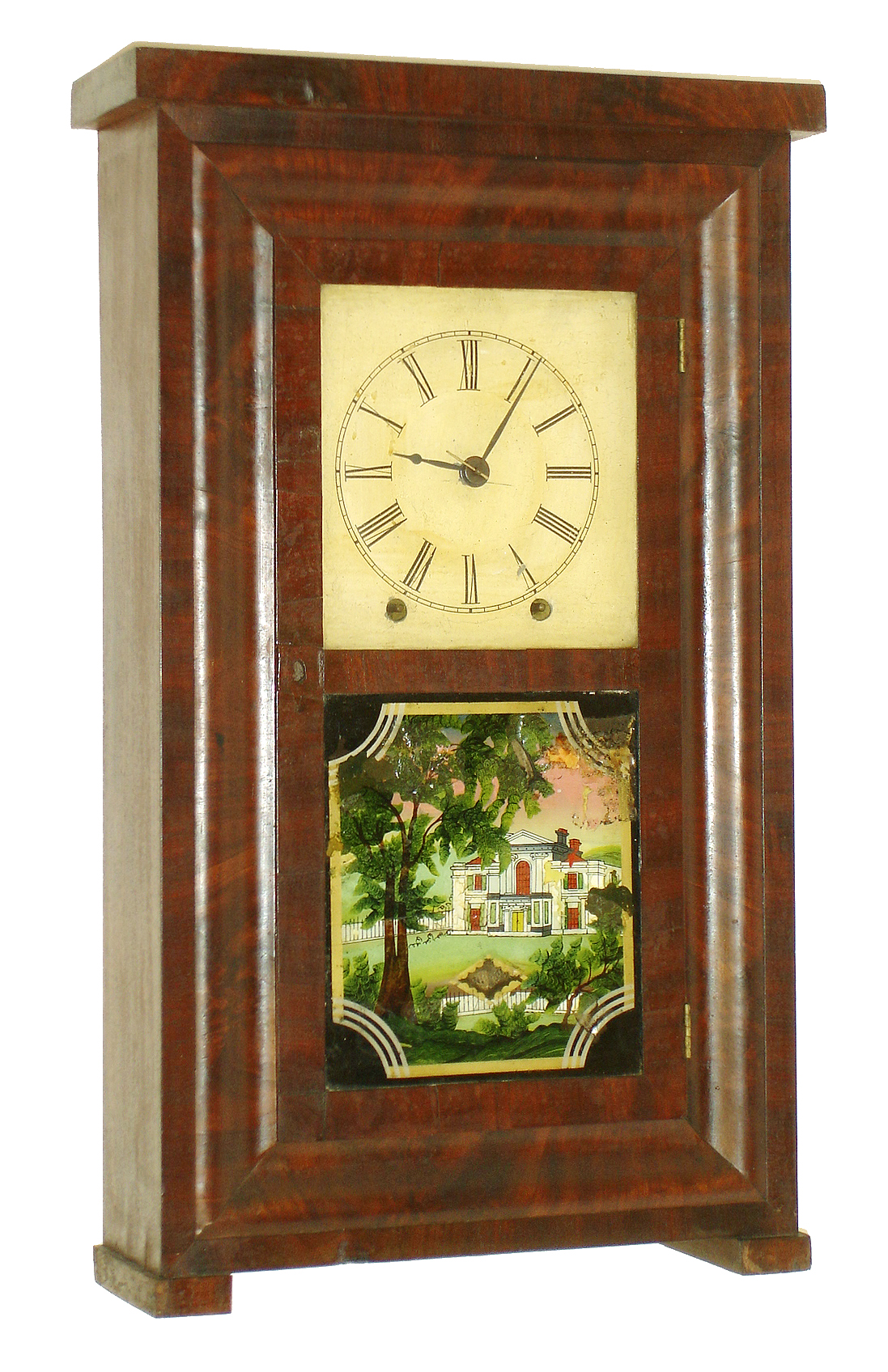 Boardman & Wells, Bristol, Conn., 8 days, time and strike, fusee brass movement small size OG form shelf clock, c1843 — Antique Clocks Price Guide