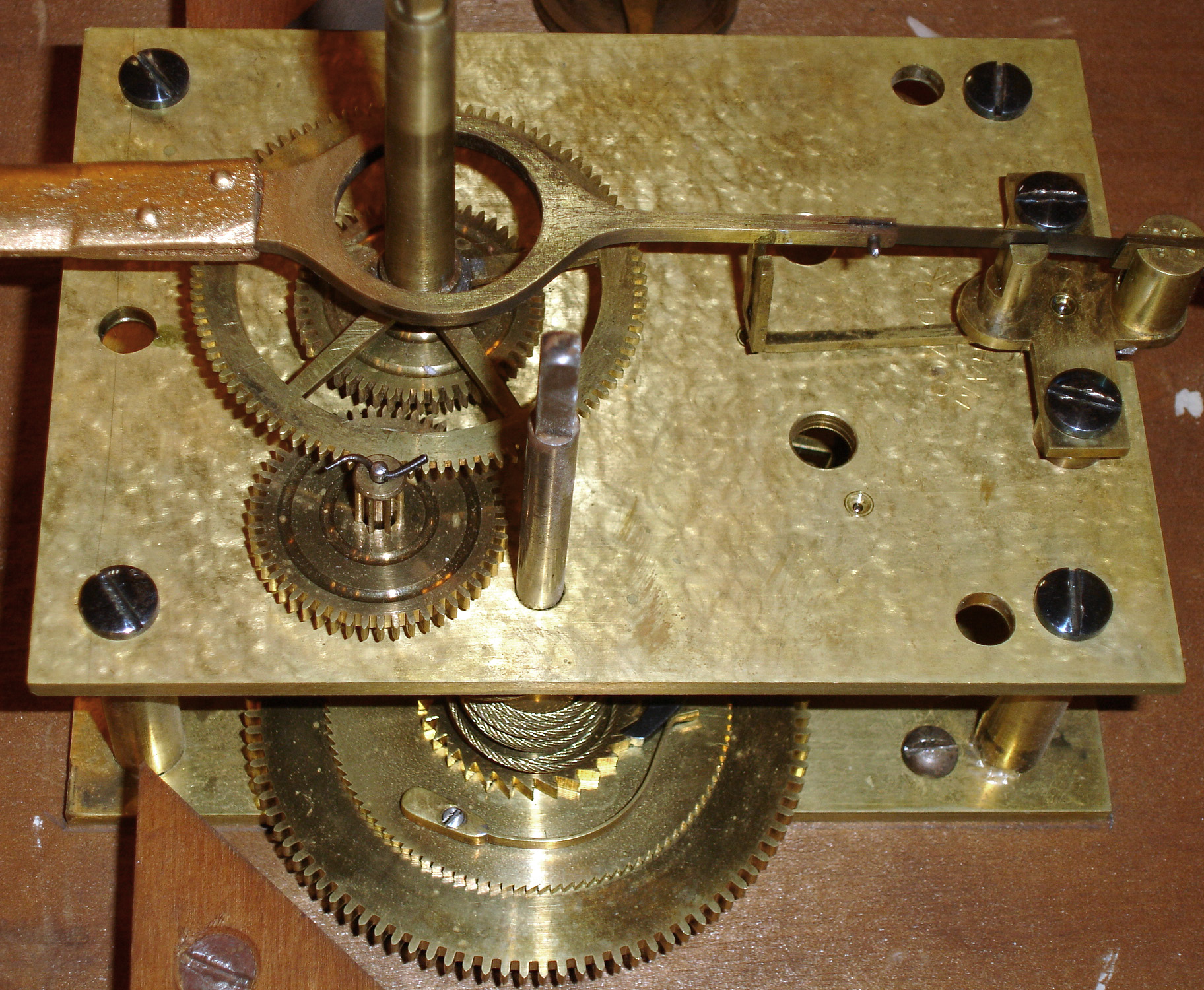 Waltham Clock Co., Waltham, Mass., "No. 25", 8 days, weight brass movement with maintaining power marble front wall timepiece, c1905 — Antique Clocks Price Guide
