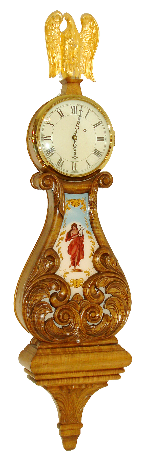 Peter Libbey, Rockland, Maine, reproduction of a lyre timepiece based on an example by Lemuel Curtis. Dial and glass painted by Ted Burleigh. Bezel by Foster Campos, and the movement by Kilbourn & Proctor, c1978 — Antique Clocks Price Guide