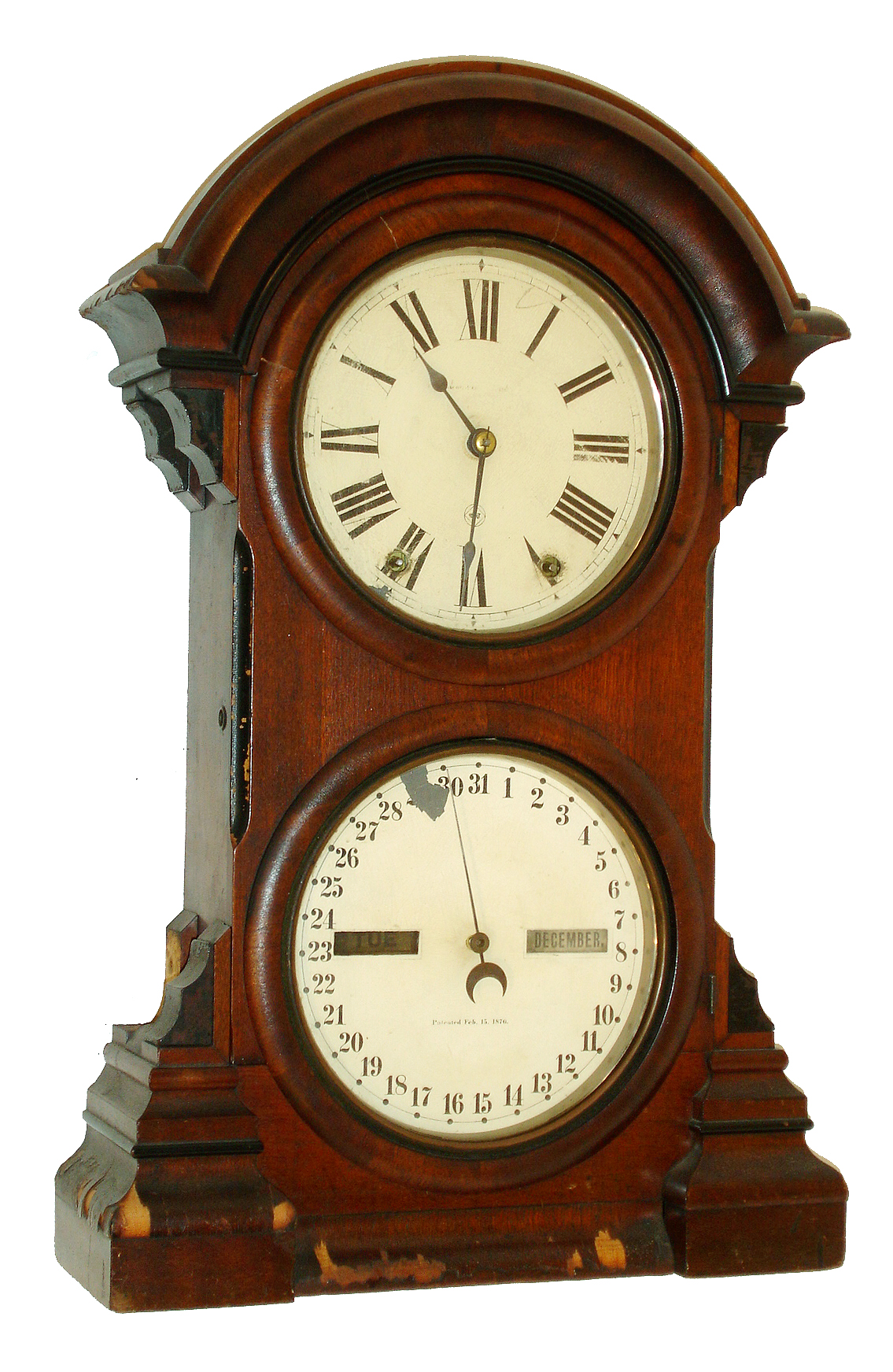 Seth Thomas Clock Co., Thomaston, Conn., "Parlor Calendar No. 4", 8 days, time and strike, double dial calendar shelf clock. c.1880. — Antique Clocks Price Guide