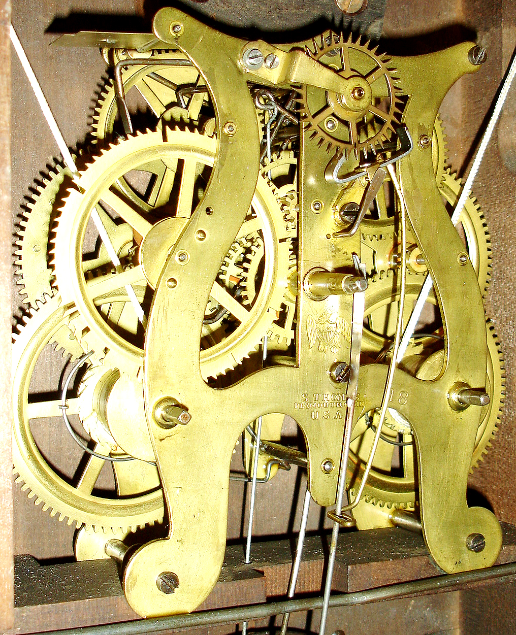 Seth Thomas Clock Co., Thomaston, Conn., "Shell Column" 8 days, time and strike, weight driven shelf clock, c1870 — Antique Clocks Price Guide