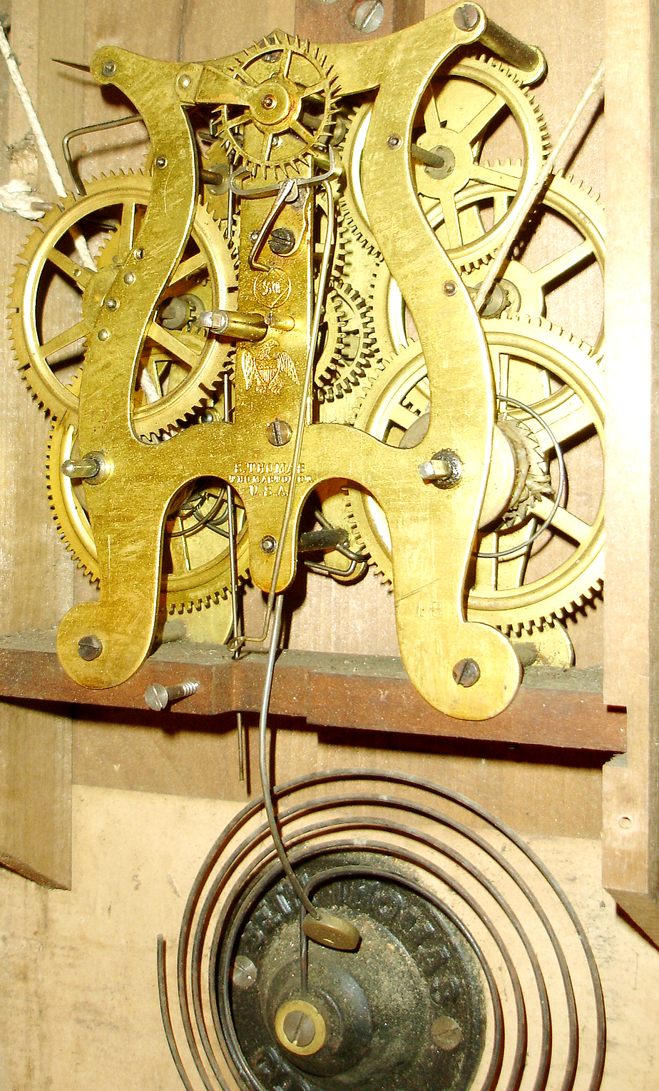 Seth Thomas Clock Co., Thomaston, Conn., "Shell Column" 8 days, time and strike, weight driven shelf clock, c1880 — Antique Clocks Price Guide