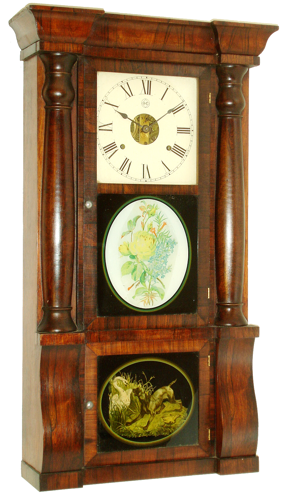 Seth Thomas Clock Co., Thomaston, Conn., "Rose Column" 8 days, time and strike, weight driven shelf clock, c1880. — Antique Clocks Price Guide