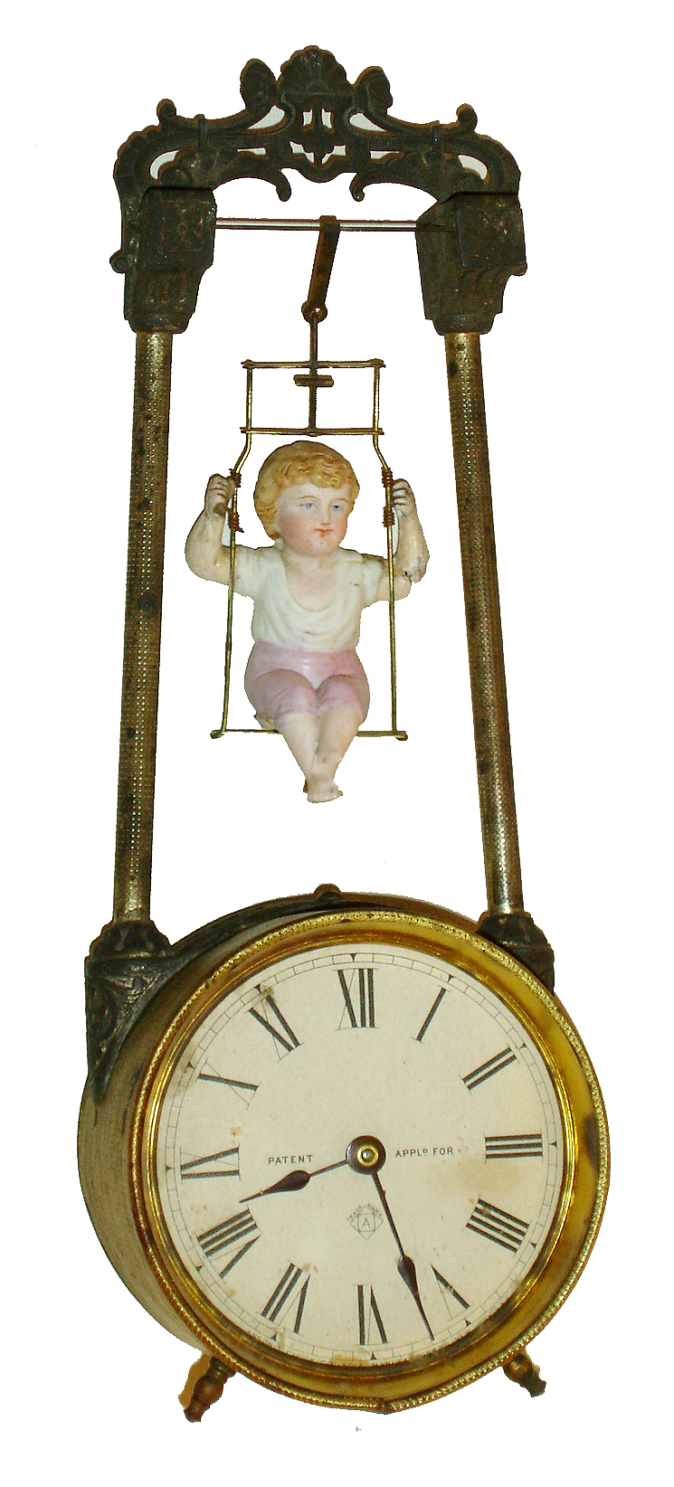Ansonia Clock Co., New York, Bobbing Doll Clock "Swing No.1" 1 day timepiece, c1880. — Antique Clocks Price Guide