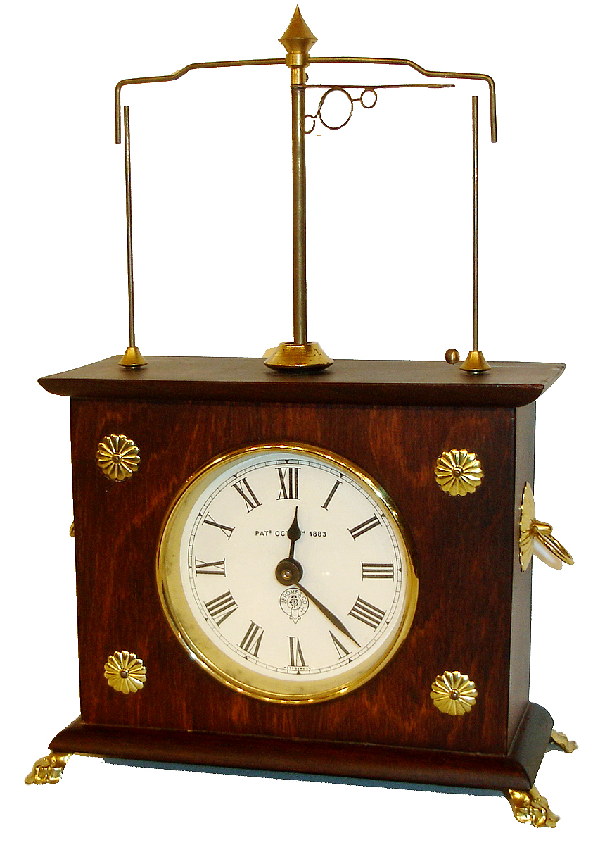 Chas. Terwilliger/Horolovar Co., Bronxville, New York reproduction Ignatz Flying Pendulum", 8 days, novelty clock, c1970 — Antique Clocks Price Guide