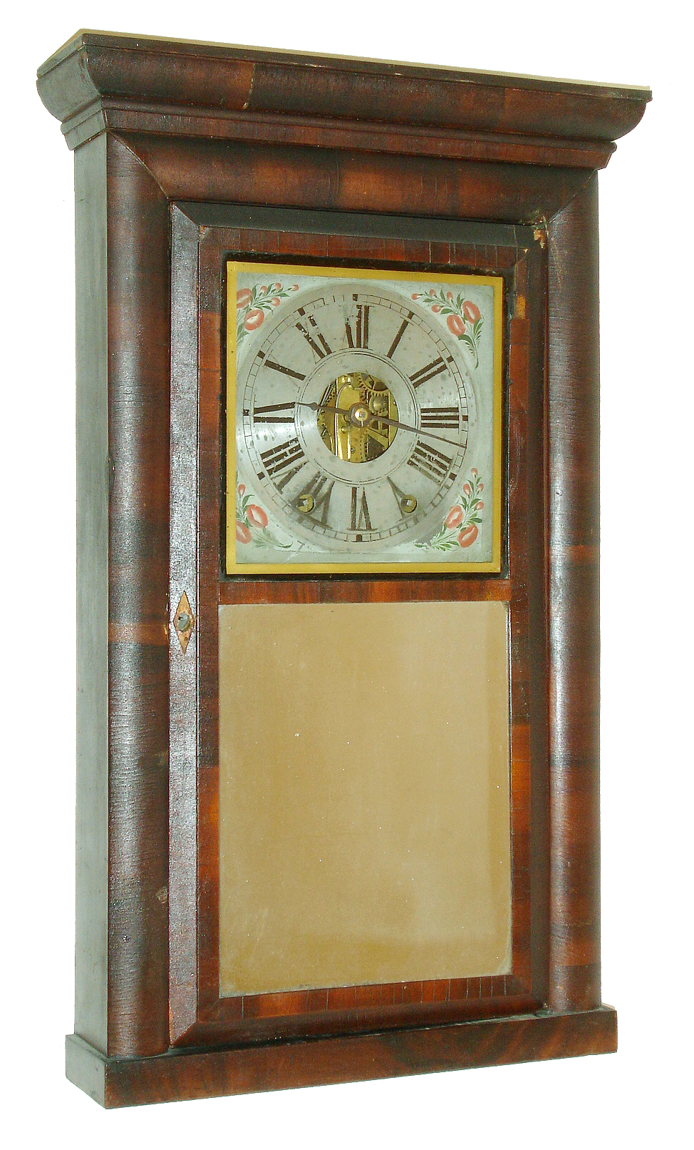 E. C. Brewster & Co., Bristol, Conn. cornice top case with spring driven 30 hours, time and strike, movement with iron back plate c1843. — Antique Clocks Price Guide
