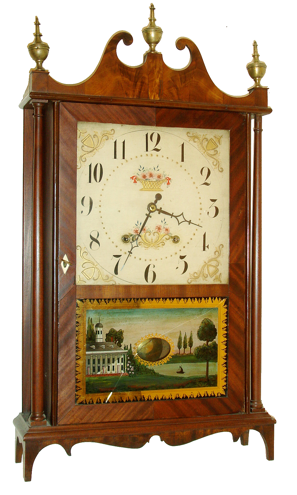 Eli Terry, Plymouth, Conn., 30 hours, time & strike weight wood movement pillar & scroll shelf clock, c1823 — Antique Clocks Price Guide