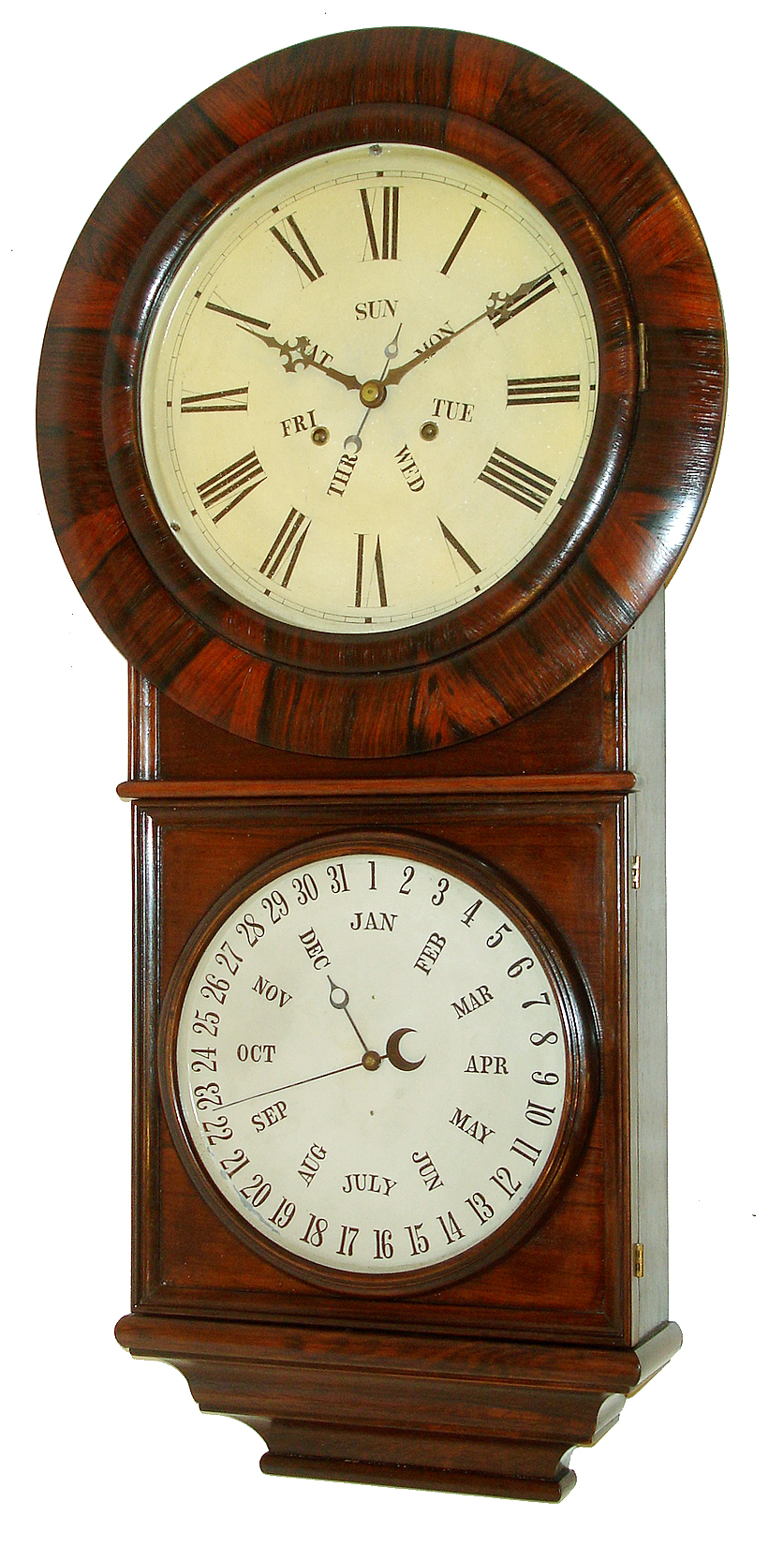 Welch, Spring and Co., Forestville, Conn "Regulator No. 2" with B. B. Lewis Calendar, 8 days, weight driven timepiece, c1870, — Antique Clocks Price Guide