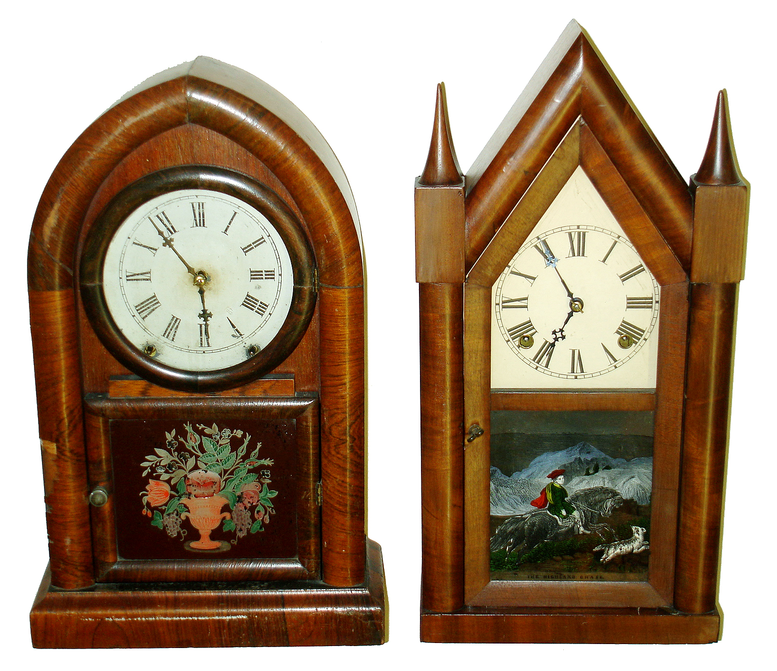 Clocks- 2 (Two) Connecticut 8 days, time and strike, mantel clocks: Ansonia rosewood beehive, c1875; Terry & Andrews mahogany steeple; c1850 — Antique Clocks Price Guide