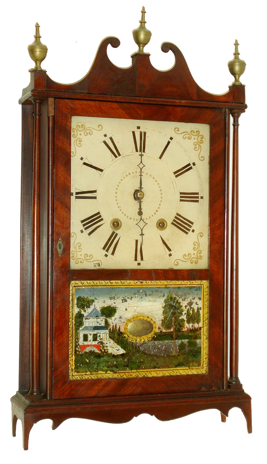 Eli and Samuel Terry, Plymouth, Conn., 30 hours, time and strike, weight wood movement pillar & scroll shelf clock, c1825 — Antique Clocks Price Guide